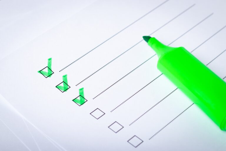Check list and green marker